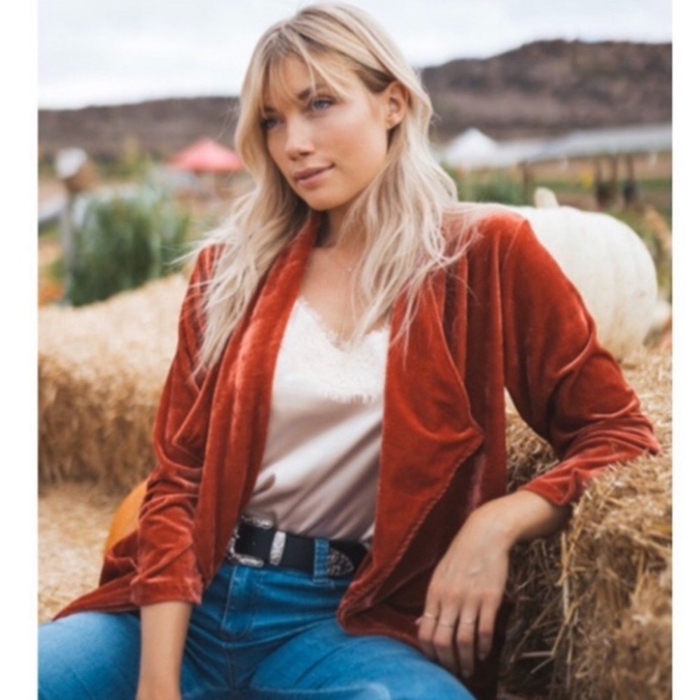 Amaryllis Burnt Orange Drape Front Jacket